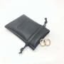 Custom Logo Printing Small Lu Leather Bag Drawstring Jewelry Lipstick Pouch Black Waterproof Leather Packaging Storage Bag