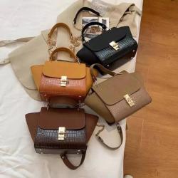 2024 New Stone Pattern Chain Portable Shoulder Bag Korean Version Messenger Wing Bag Bucket Zipper Bag With Lock