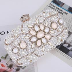 Custom Shiny Pearl Bride Bag Luxury Crystal Women's Evening Bags Shoulder Mobile Phone Bag