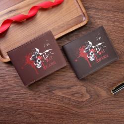New style wallet, retro skull color printing short small wallet, portable and fashionable hand-held men's coin purse