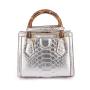 2024 Fashion Design Snake Leather Shoulder Crossbody Bags For Women Luxury Bamboo Handle Hand Bag Ladies Handbags