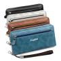 ZR341 New Men's Long Wallet Business Casual Double Zipper Handbag Large Capacity Multi Card Mobile Case