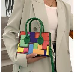 ZR372 Wholesale 2023 New Color Contrast Versatile Portable Shoulder Bag Geometric Horizontal Casual Crossbody Small Square Bag