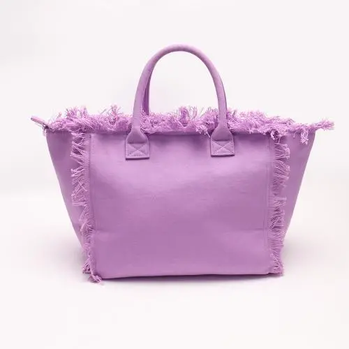 Keymay Popular RTS Stock Canvas Fringe Tote Bag Canvas Beach Big Bag Luxury Travel Bag Fashion Tote Private Label Handbags