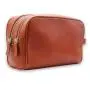 Portable travel cosmetic bag for men custom premium genuine leather makeup bag organizer with double zipper