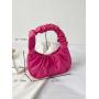 Fashion Ins Woman Designer Handbags Custom Simple Retro Sling Bag With Wooden Handle Pleated Cloud Small Bag Pure Color