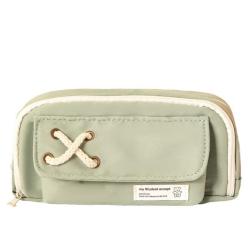 HR203 Solid Color Simple Pen Bag Layered Oxford Girl Boy School Students' Pencil Pouch New Fashion Storage Stationery Pencil Box