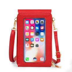New Women's Retro Style PU Leather Mobile Phone Wallet Single Strap Solid Color Fashionable Single Handle Shoulder Bag