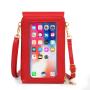 New Women's Retro Style PU Leather Mobile Phone Wallet Single Strap Solid Color Fashionable Single Handle Shoulder Bag