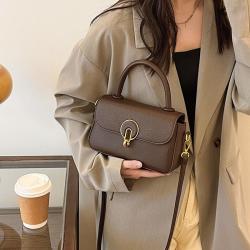 ZR683 Women's Bags Fashion PU Leather Girl Retro Small Square Bag Simple Button Shoulder Lady Crossbody Phone Bag Female Party