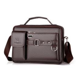 WTB051 Fashion Waterproof Messenger Bag Large Capacity Simple Casual PU Leather Men's Crossbody Travel Handbag