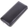 Custom Black Long Zipper Purses for Men Litchi Genuine Leather Wallet Women
