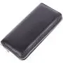 Custom Black Long Zipper Purses for Men Litchi Genuine Leather Wallet Women