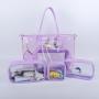 Durable Bright Neon 10 Colors Large Capacity Transparent PVC Large Stadium Bag Swim Pool Beach Tote Women's Vinyl Clear Tote Bag