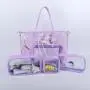 Durable Bright Neon 10 Colors Large Capacity Transparent PVC Large Stadium Bag Swim Pool Beach Tote Women's Vinyl Clear Tote Bag