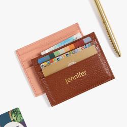 leather id card holder RFID blocking customized logo men card holder wallet