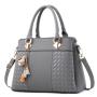 Korean Style Women Hanging Decoration Lichee Handbags China Wholesale PU Lady Bags Girl Pure Color Zipper Square Bag