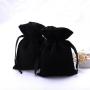 Accept Custom Logo Size Velvet Material Drawstring Bag Black Soft Velvet Jewelry Gift Packaging Pouch