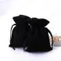 Accept Custom Logo Size Velvet Material Drawstring Bag Black Soft Velvet Jewelry Gift Packaging Pouch