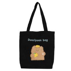 Factory Simple Design Women Shoulder Bags Female Large Shopping Bag Custom Logo Corduroy Tote Bag
