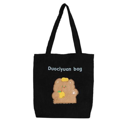 Factory Simple Design Women Shoulder Bags Female Large Shopping Bag Custom Logo Corduroy Tote Bag