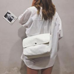 Gelory Canvas Bag Women's Single Shoulder Solid Color Portable Messenger Canvas Shopping Bag Student Tutoring Cloth Bag Custom
