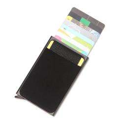KHF29 2023 Men's PU Automatic Pop-up Card Holder with Aluminum Box RFID Metal European and American Style Card Case