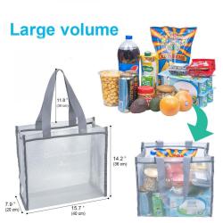 Gelory 2024 Large Reusable Mesh Grocery Beach Bags Heavy Duty Washable Large Grocery Shopping Bags Foldable Travel Gym