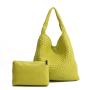 2024 ODM Handmade Woven Tote Bag for Women Custom Logo PU Lining Zipper Closure Solid Color Handbag for Leisure and Travel