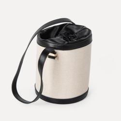 2024 Custom Canvas Barrel Shoulder Bag For Women Vegan Leather Drawstring Purse