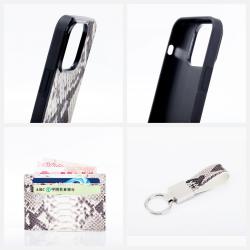 Ins Popular Real Genuine Snake Skin Leather Card Holder Key Ring Keychain Luxury Mobile Phone Case For Iphone 14 15 Pro Max Plus