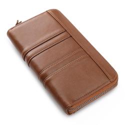 RFID Durable Man Long Wallet Slim leather wallet for men credit card holder multi-function money clip wallet zipper around