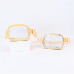 Keymay 5 Colors Women Fashion Custom Fanny pack Chest Bag Leather Clear Square Belt Bag Pvc Waterproof Waist Bag