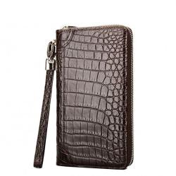 Custom 2023 Luxury Classic Real Genuine Crocodile Croco Skin Leather Unisex Zipper Long Organizer Clutch Wristlet Wallet Men