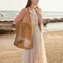 Large Capacity Mesh Shoulder Swimming Bag Summer Travel Foldable Mesh Beach Tote Bag
