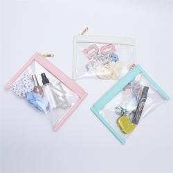 Fashion Designer Transparent Toiletry Bag Clear PVC Zipper Cosmetic Pouch  Women Flat Makeup Clutch Bag