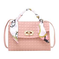 2024 Women's Fashionable Single-Handle Handbag Portable Mobile Phone Check Silk Towel Shoulder Girls Sling Bag