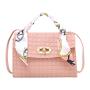 2024 Women's Fashionable Single-Handle Handbag Portable Mobile Phone Check Silk Towel Shoulder Girls Sling Bag