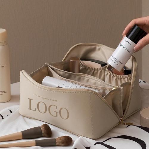 Custom PU Leather cosmetic Makeup Bag Pouch skincare Cosmetic Partition Storage Waterproof Travel Toiletry Bag make up bags