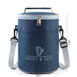 Trending Hot Products Adjustable Shoulder Strap Round Insulated Double Zipper Lunch Case Bag
