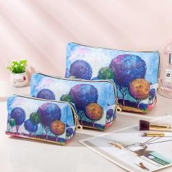 Large Capacity PU Leather Printing Travel Make Up Pouch Portable Waterproof Zipper Cosmetic Bag for Women