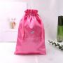 Custom Logo Printed Luxury Satin Hair Extension Bag Drawstring Bundle Swimsuit Shoe Dust Silk Pouch