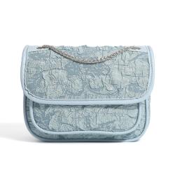 2024 Custom Wrinkle Fabric Leather Shoulder Bag For Fashion Women With Silver Chain