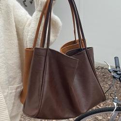 Trendy Autumn Shoulder Tote bags women big brown handbags ladies Luxury Casual Totes shoulder purse designer leather bags