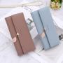 Frosted Leaf Buckle Ladies Purses Wallets Large Capacity Women Wallet Luxury Ladies Purse Pure Color Custom Wallet
