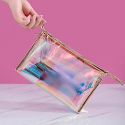 Wholesale Custom Waterproof Glitter Makeup Storage Bags Transparent Reusable Recycle Large Capacity PU Cosmetic Bag