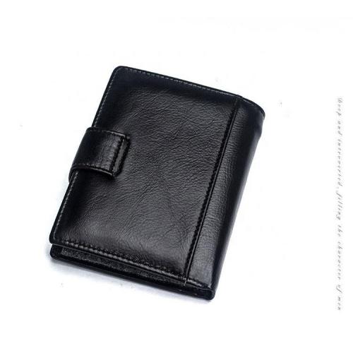 Large Capacity Full Grain Leather Foldover  Wallet With Coin Pocket For Men