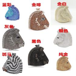 2024  women animal evening purse bags wedding bridal bling rhinestone Horse's head diamond party clutch handbag Evening hand Bag