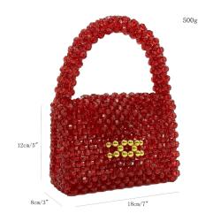 Customizable Designer 2024 New Korea Handmade Acrylic Red Transparent Beaded Bag Luxury Women Handbags Ladies