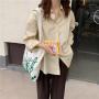 Gelory Simple Chamomile Printed Tote Bag Student Cute Women Canvas Shoulder Bag Large Capacity Handbag
